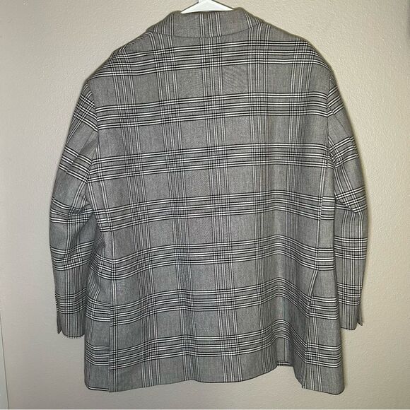 ZARA gray plaid oversized blogger favorite blazer women’s size small - Picture 7 of 15